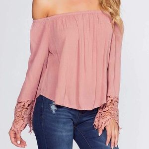 Off the shoulder lace blouse